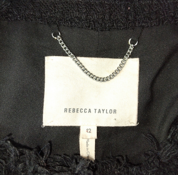 Rebecca Taylor Black Embellished Tweed Jacket Size 12 - Picture 8 of 12